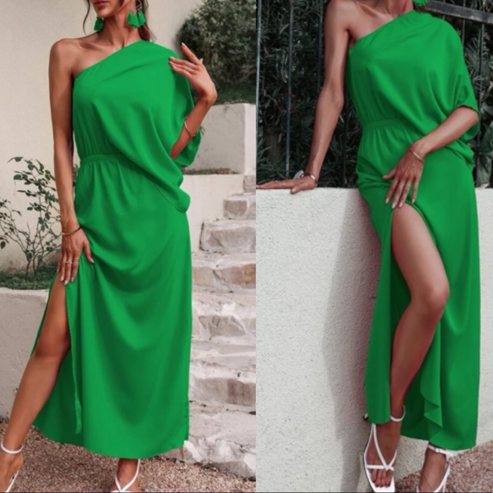 Boho one shoulder slit thigh maxi dress - Picture 4 of 13